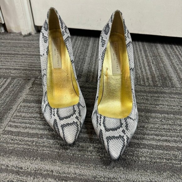 Stella McCartney gray snake print canvas stiletto heels.  Sz 37.5 - Picture 6 of 10